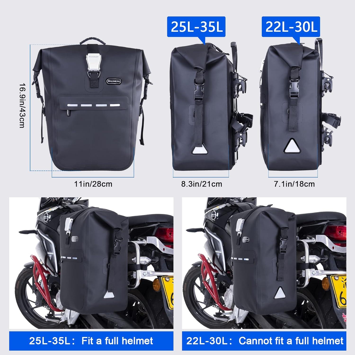 imageWILD HEART Motorcycle Pannier Bag Quick Detachable Waterproof TPU Hanging Motorcycle Bag riding Equipment Suitable for Motorcycles with Aluminum alloy side Frame 1 piece Black 25L35LBlack 25L35L