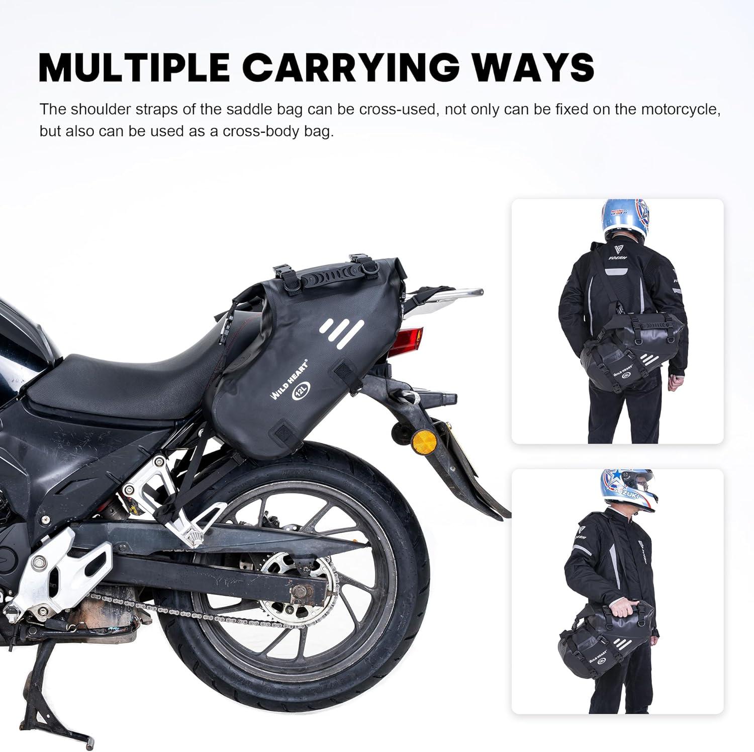 imageWILD HEART Motorcycle Side Saddlebags 36L 18L2 Waterproof Pannier Bag Trunk Motorcycle Accessory24L Black TPU