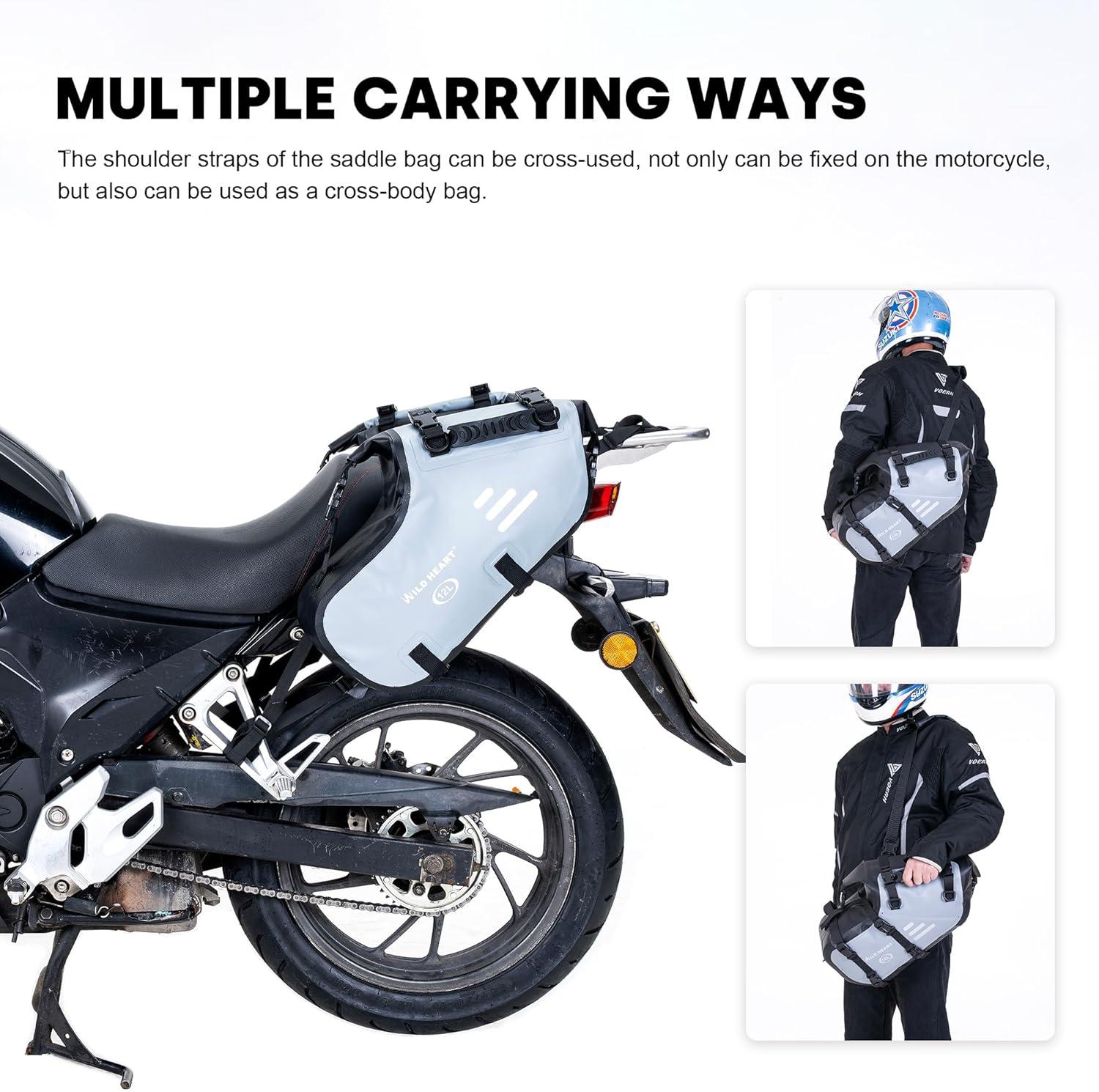 imageWILD HEART Motorcycle Side Saddlebags 36L 18L2 Waterproof Pannier Bag Trunk Motorcycle Accessory24L Grey