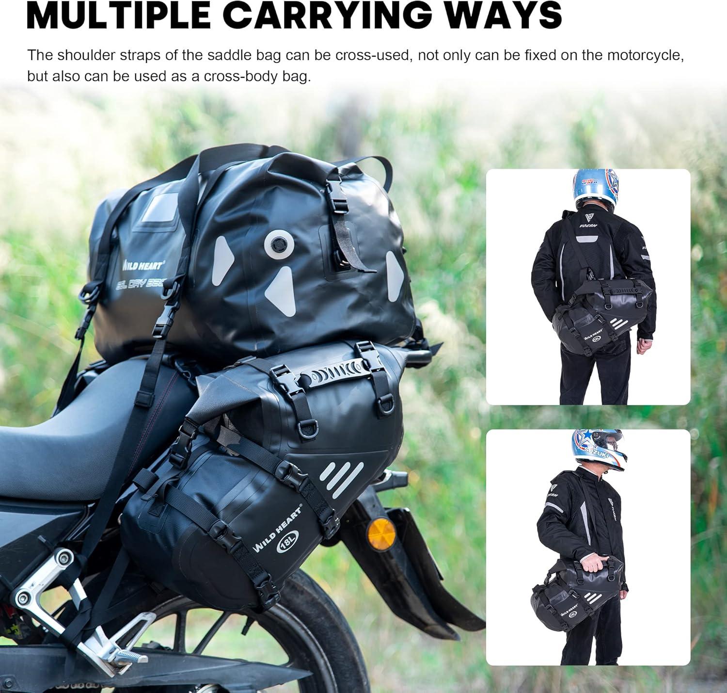 imageWILD HEART Motorcycle Side Saddlebags 36L 18L2 Waterproof Pannier Bag Trunk Motorcycle Accessory36L Black