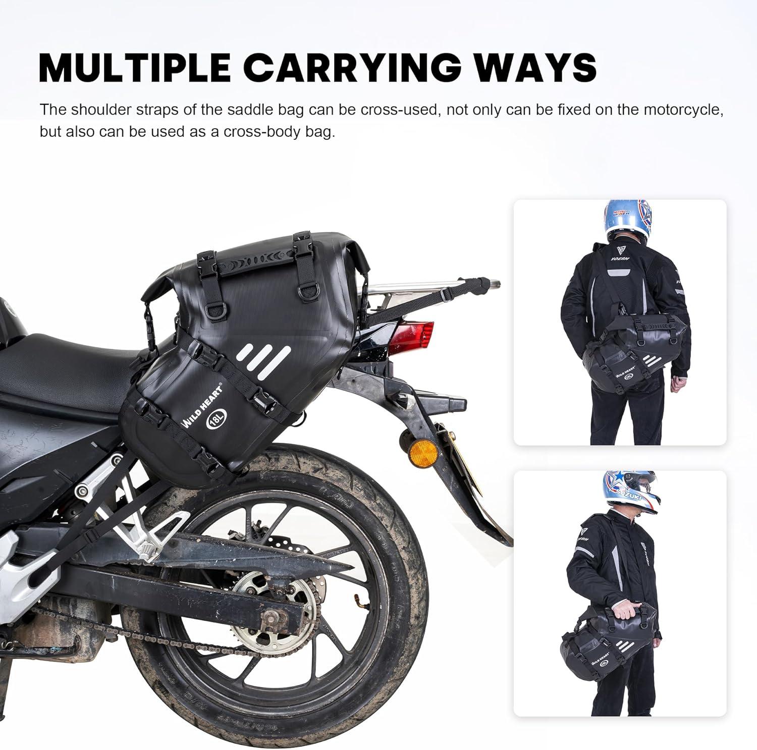 imageWILD HEART Motorcycle Side Saddlebags 36L 18L2 Waterproof Pannier Bag Trunk Motorcycle Accessory36L Black TPU