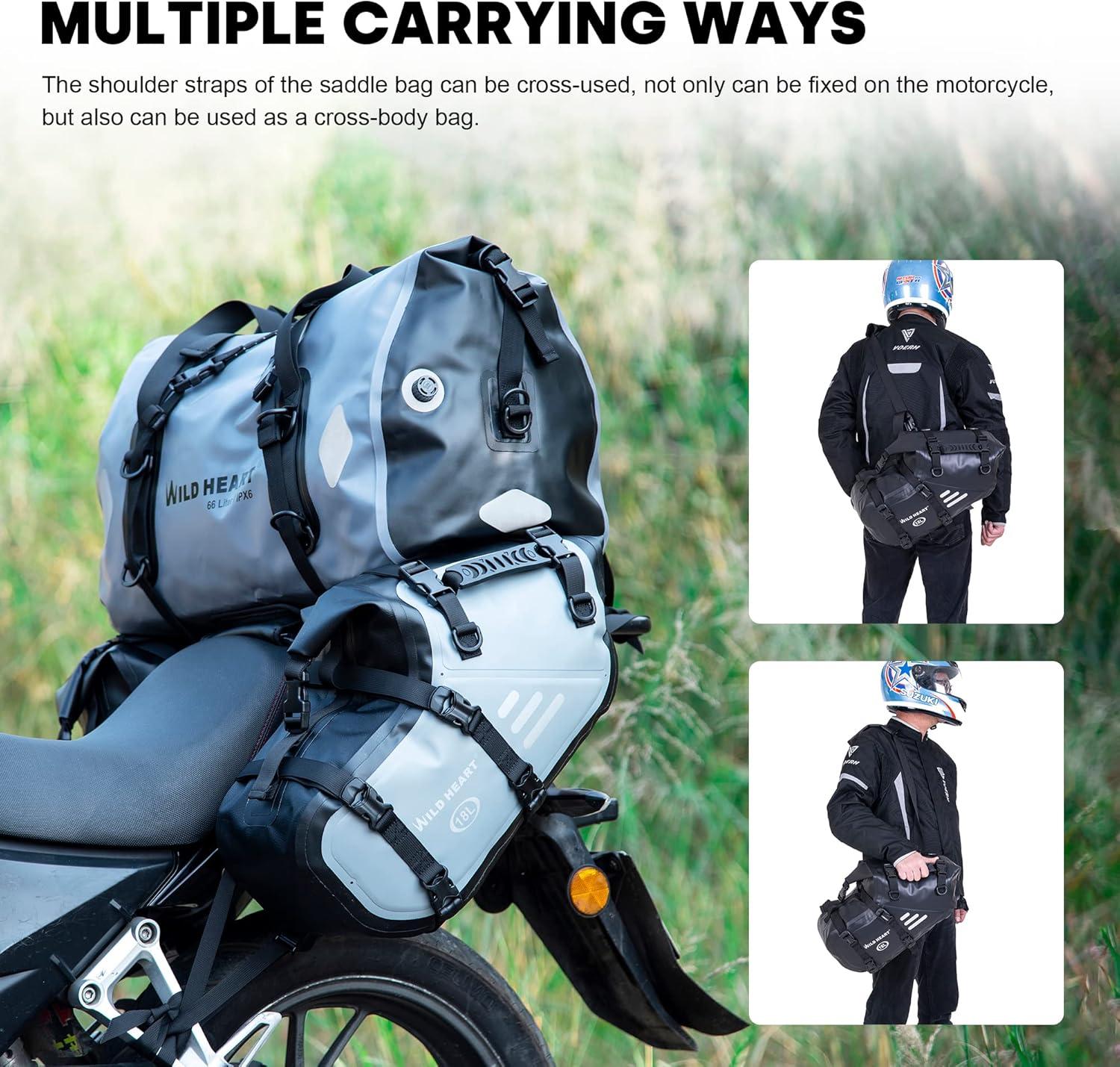 imageWILD HEART Motorcycle Side Saddlebags 36L 18L2 Waterproof Pannier Bag Trunk Motorcycle Accessory36L Grey