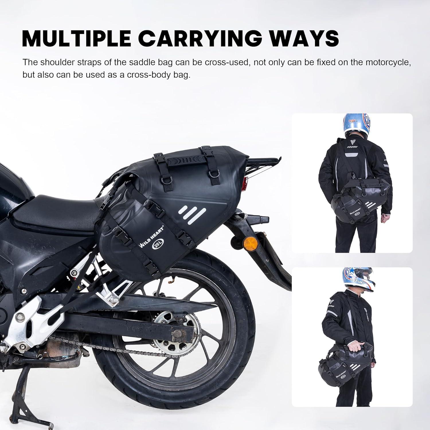 imageWILD HEART Motorcycle Side Saddlebags 36L 18L2 Waterproof Pannier Bag Trunk Motorcycle Accessory50L Black