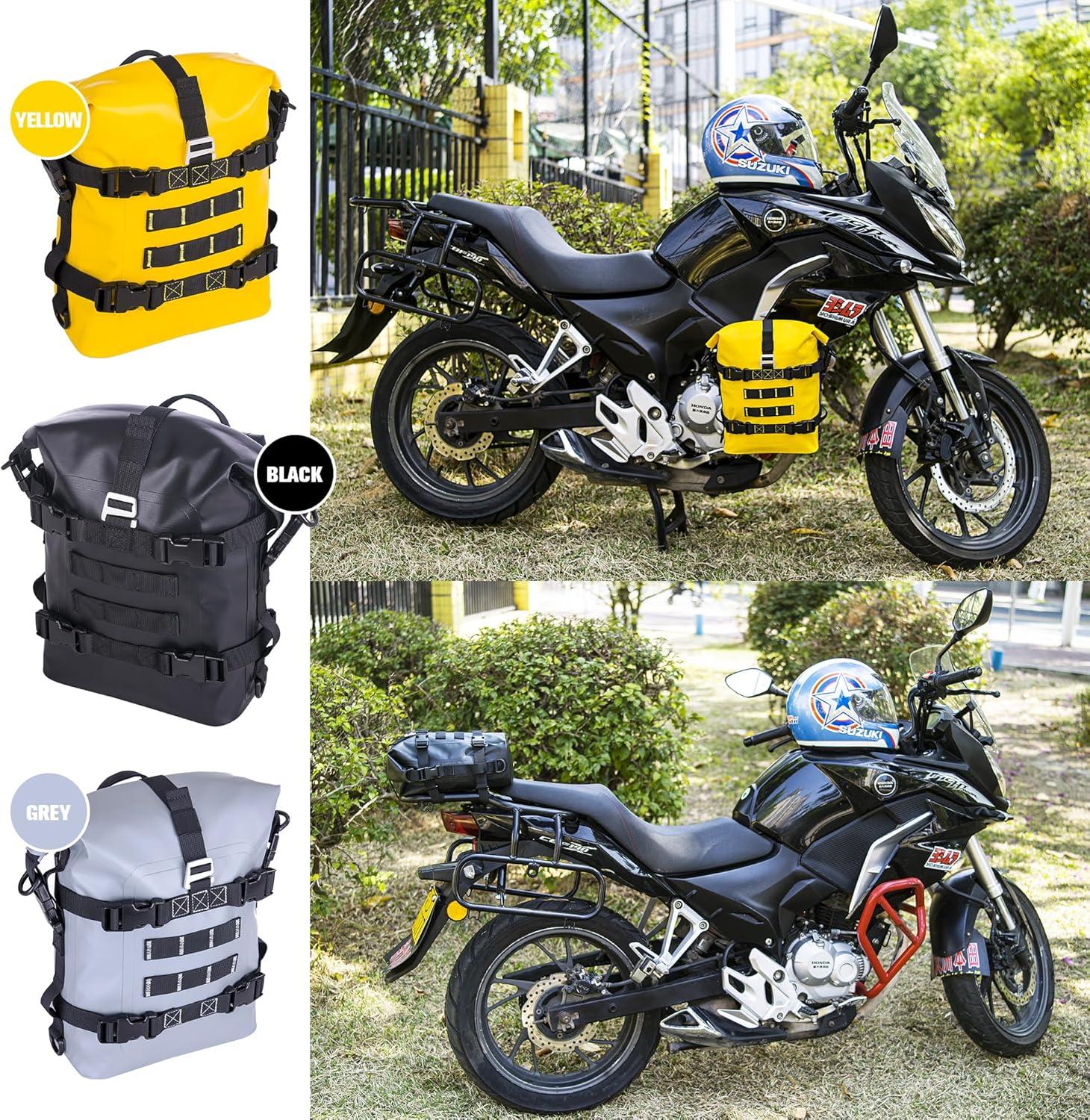 imageWILD HEART Waterproof Crash Bar Bags 6L8L15L Motorcycle Bag used as Motorcycle Luggage Sissy Bar Back Seat Saddle Rack Rear Fender Pouch Dirt Bike Gear Side Tool Bag Pack for moto ATVgrey