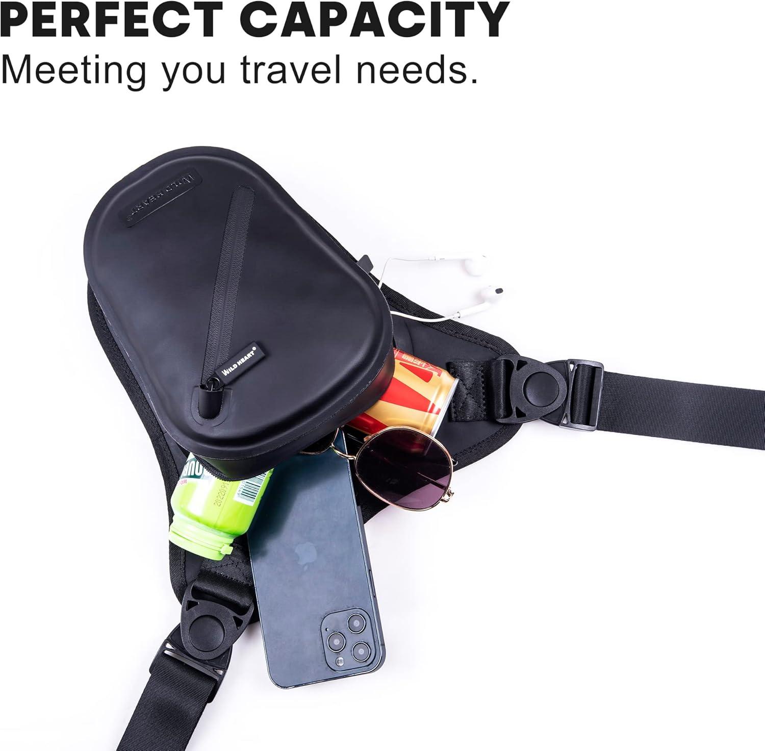 imageWILD HEART Waterproof Motorcycle Thigh Bag Versatile ChestLegToolShoulderMessengerWaist Bag TPU with Rope for Outdoor Activities BlackBlack