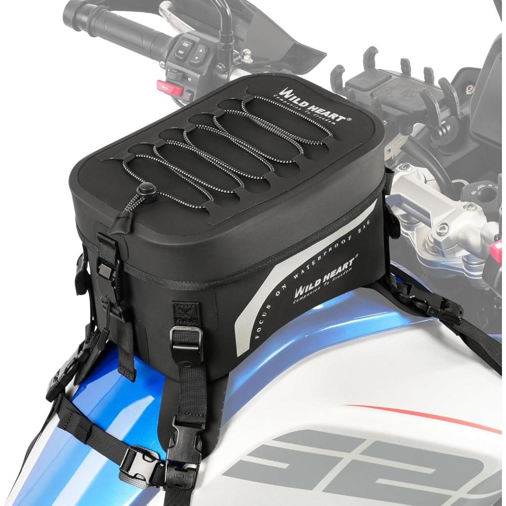 imageWILD HEART Compeletely Waterproof Motorcycle tank Bag Universal Motorcycle Bag Large Capacity 8l For Motorbike Riding BlackBlack