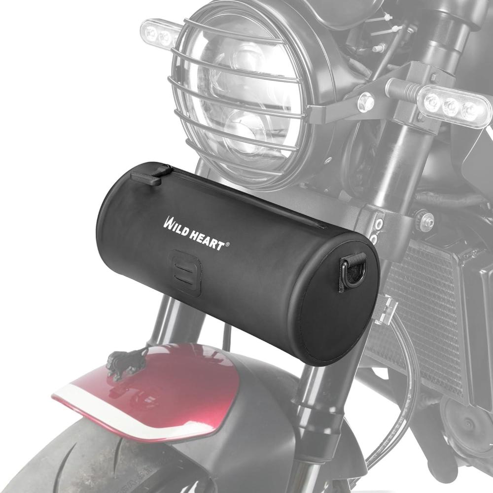 imageWILD HEART Motorcycle Handlebar Bag Motorcycle Small Bag Side Bag Waterproof with Shoulder Strap Compatible with Mini Bike Travel UTVATV BlackBlack