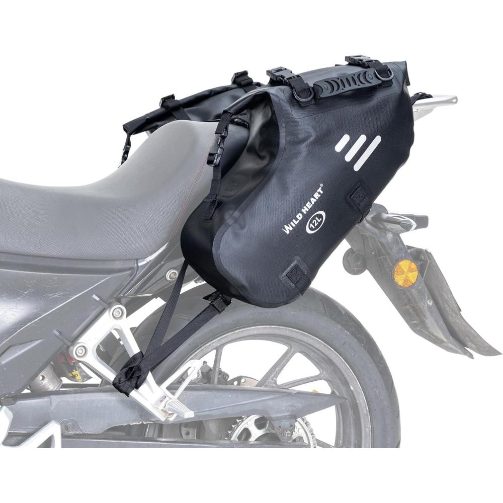 imageWILD HEART Motorcycle Side Saddlebags 36L 18L2 Waterproof Pannier Bag Trunk Motorcycle Accessory24L Black TPU