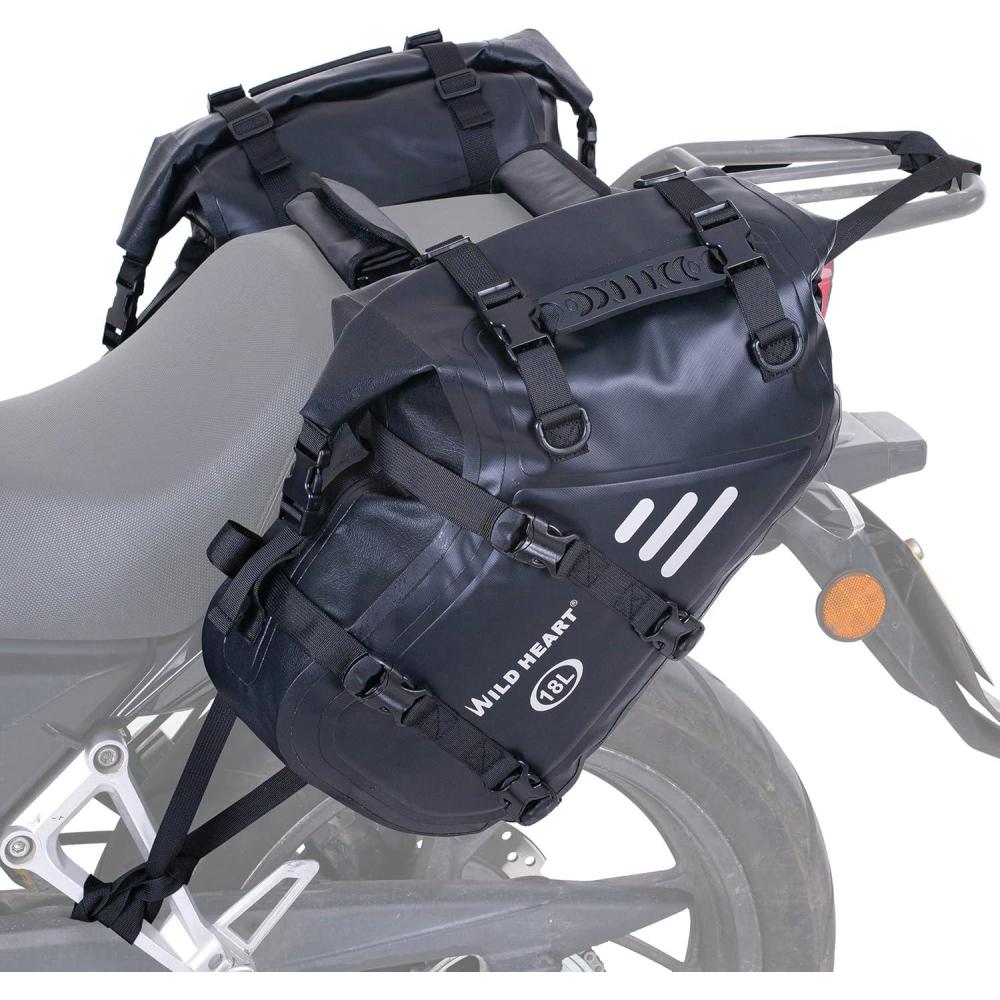 imageWILD HEART Motorcycle Side Saddlebags 36L 18L2 Waterproof Pannier Bag Trunk Motorcycle Accessory36L Black