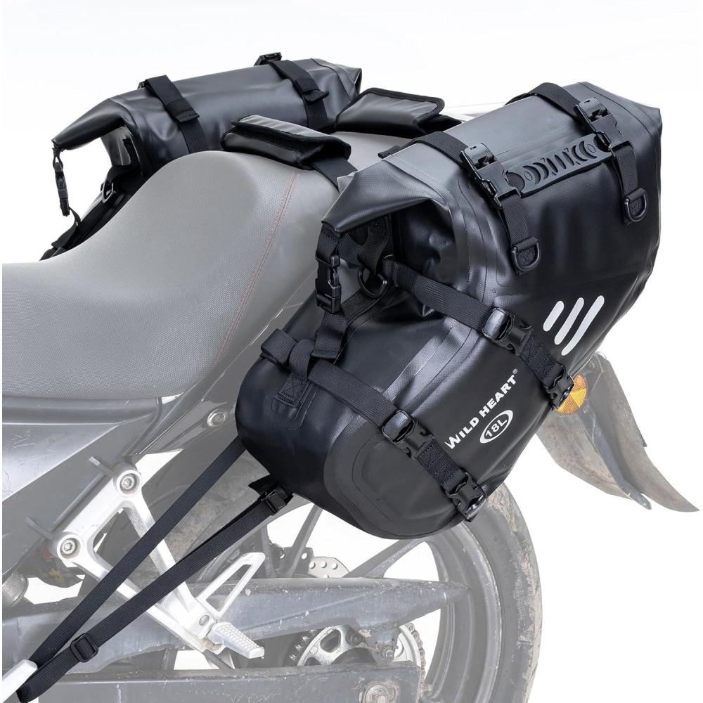 imageWILD HEART Motorcycle Side Saddlebags 36L 18L2 Waterproof Pannier Bag Trunk Motorcycle Accessory36L Black TPU
