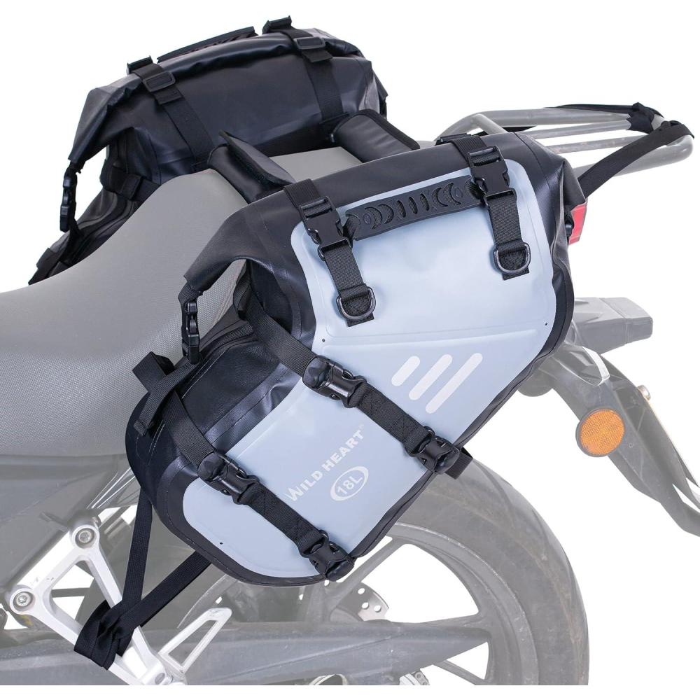imageWILD HEART Motorcycle Side Saddlebags 36L 18L2 Waterproof Pannier Bag Trunk Motorcycle Accessory36L Grey