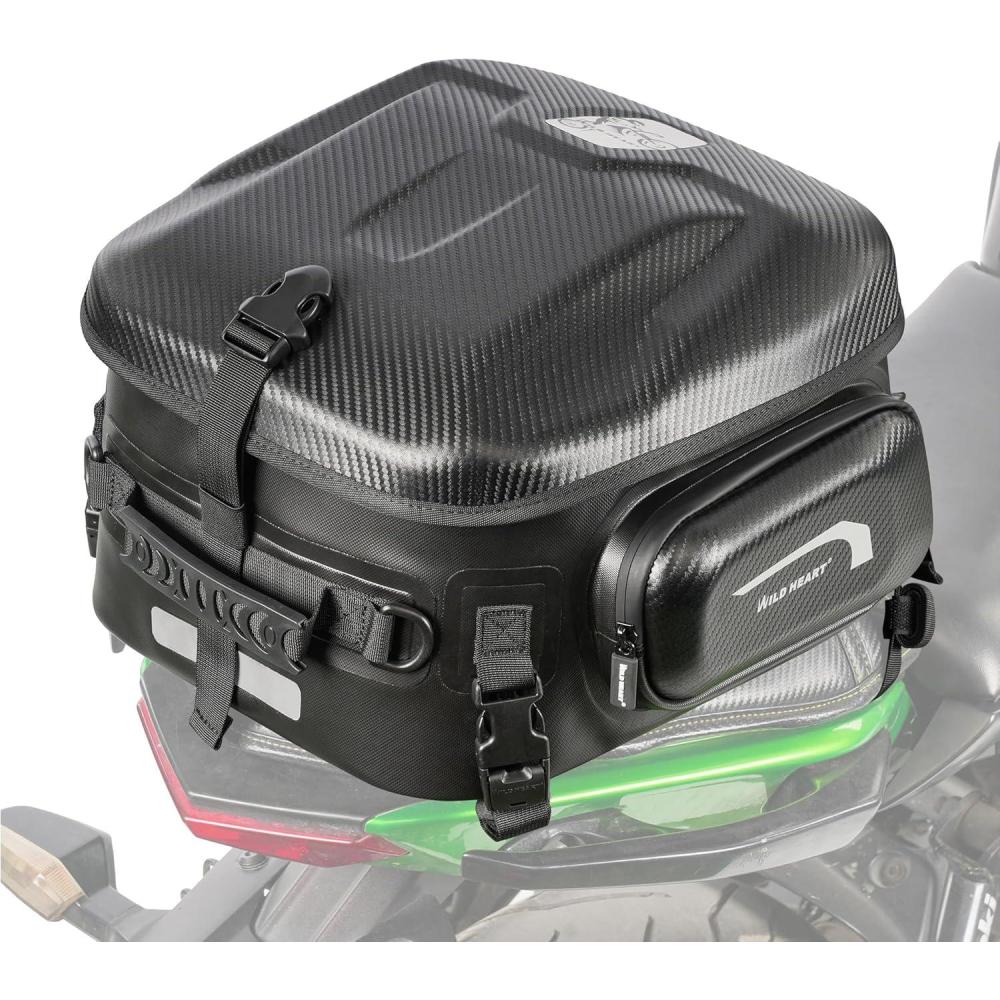 imageWILD HEART Motorcycle Tail Bag Hard Shell with Expandable Capacity 24L34L Waterproof WearResistant Hold Helmet Rear Seat Bag