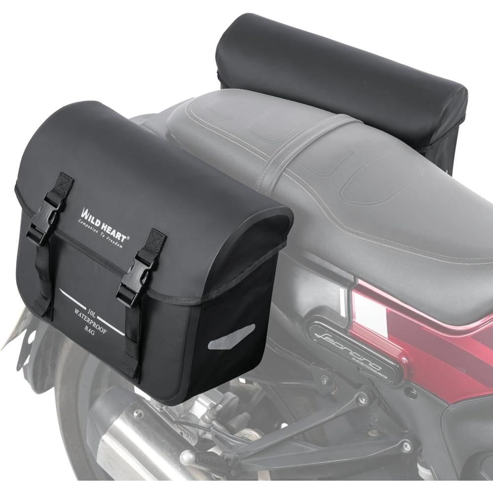 imageWILD HEART Motorcycle saddlebags Waterproof Bag Retro Tail Bag 20L10L2 for Sportster Softtail Dyna Road King no Need for Rain Cover