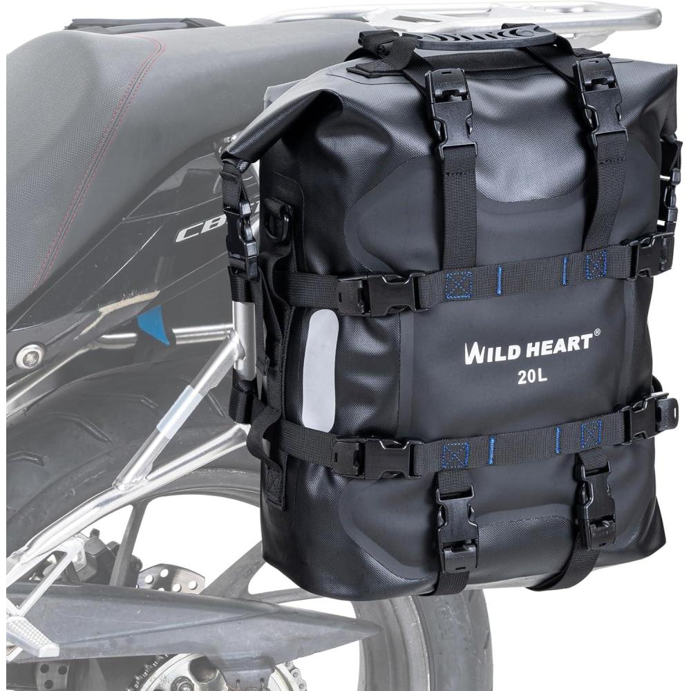 imageWILD HEART Motorcycle side bag stainless steel suspension waterproof bag Saddlebags 20L25L waterproof Pianner Bag wearresistant generalpurpose Bike accessories Black 25L One PackBlack TPU