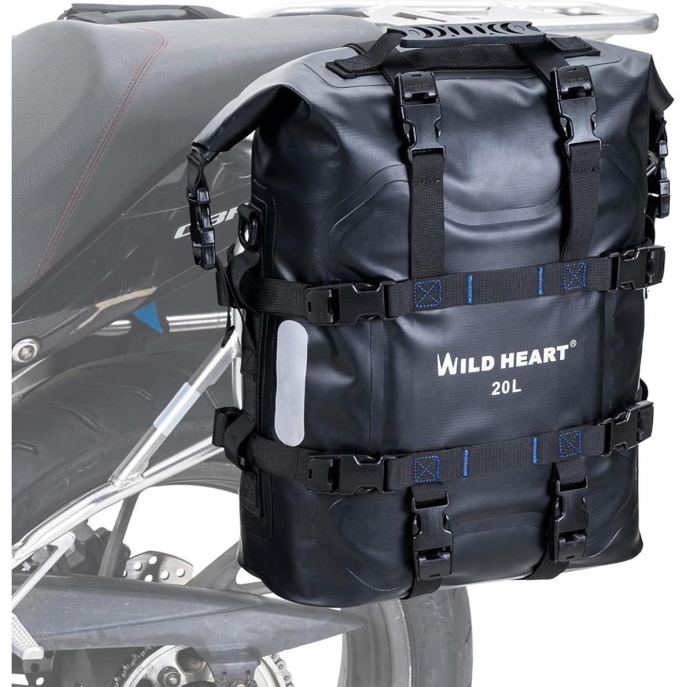 imageWILD HEART Motorcycle side bag stainless steel suspension waterproof bag Saddlebags 20L25L waterproof Pianner Bag wearresistant generalpurpose Bike accessories Black 25L One PackBlack