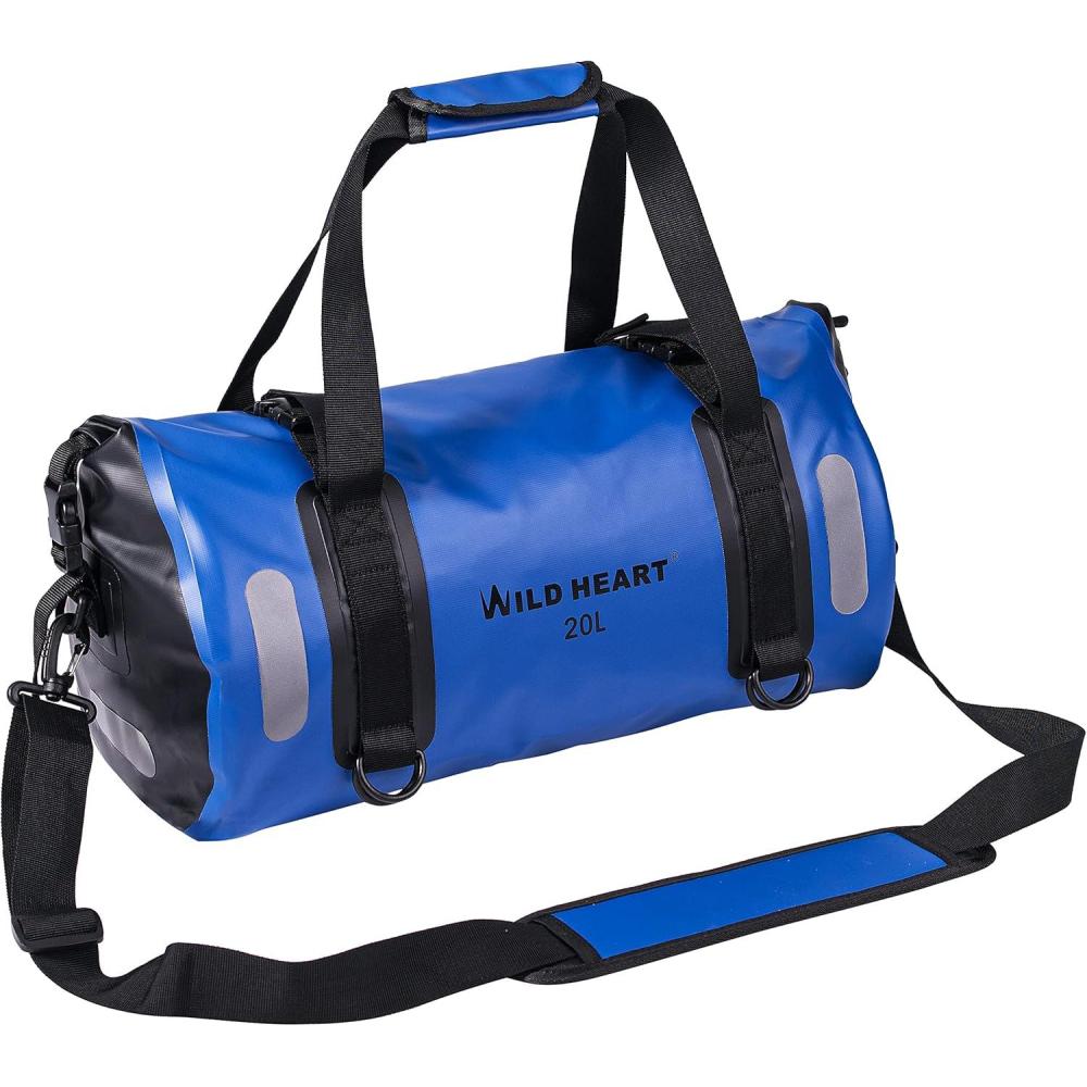 imageWILD HEART Waterproof Bag Duffel Bag 20L 30L 40L with Welded Seams Shoulder Straps Mesh Pocket for Kayaking Camping BoatingBicycleMotorcycleblue