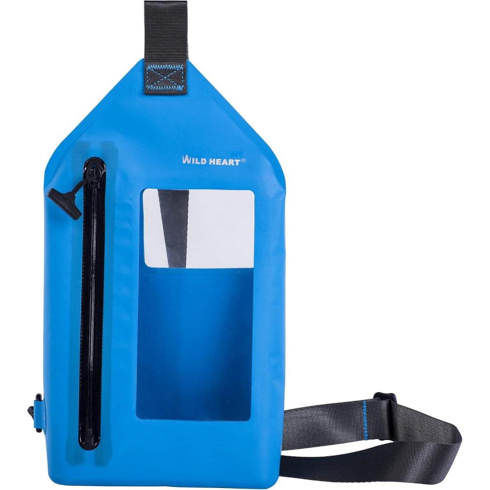 imageWILD HEART Waterproof Chest Sling Bag Pouch Fashion Diving Swimming Pool Beach Underwater Pouch Case Fully Waterproof Sea Fishing Diving Large Capacity Lightweight Bagblue