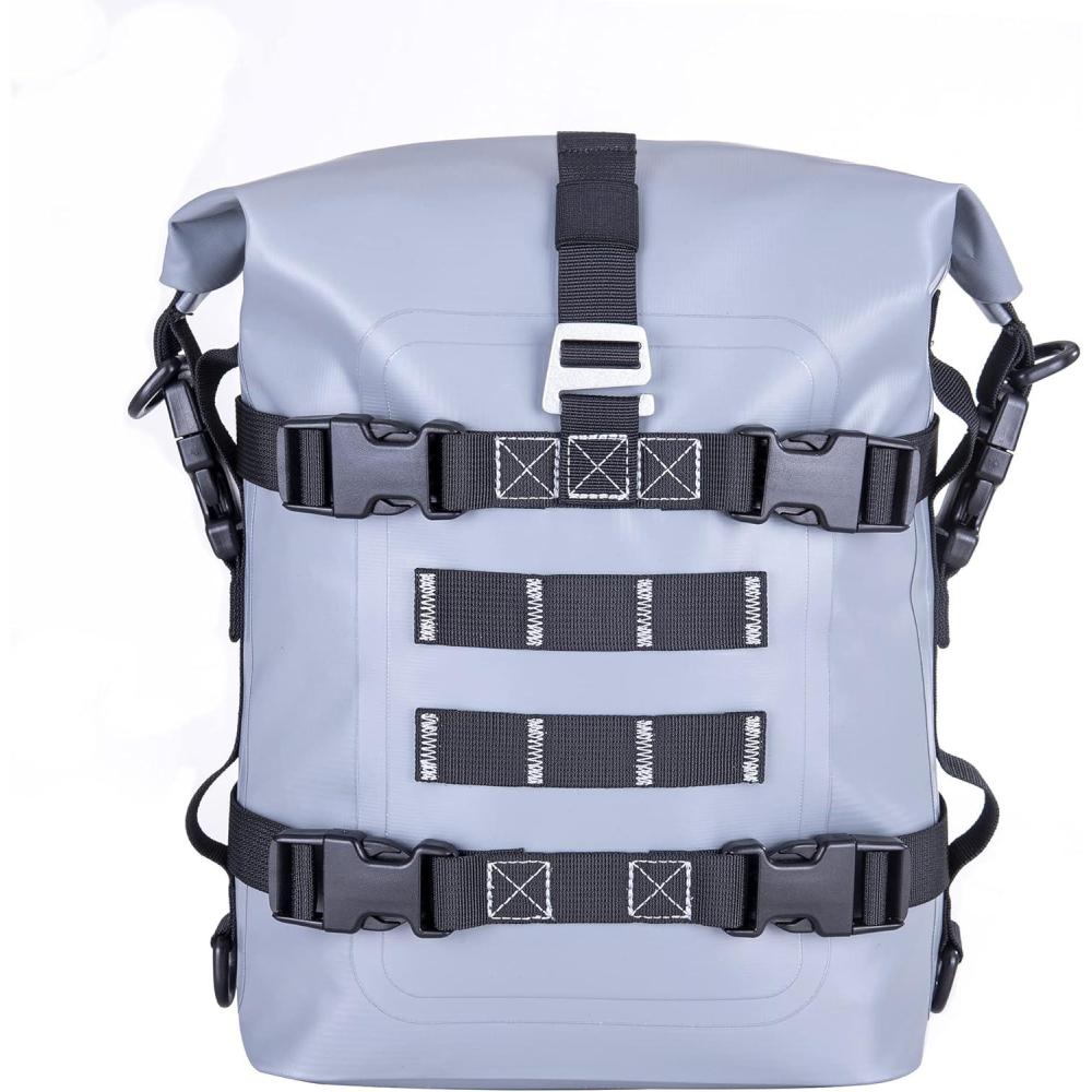 imageWILD HEART Waterproof Crash Bar Bags 6L8L15L Motorcycle Bag used as Motorcycle Luggage Sissy Bar Back Seat Saddle Rack Rear Fender Pouch Dirt Bike Gear Side Tool Bag Pack for moto ATVgrey