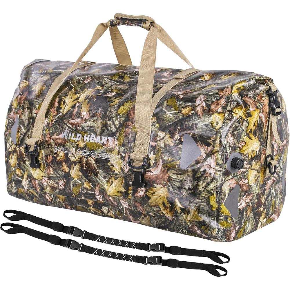 imageWILD HEART Waterproof Motorcycle Duffel Bag PVC500D Doublebottom With Rope Straps and Inner Pocket 40L 66L 100L for Kayaking Camping BoatingMotorcycle100L Autumn Leaves