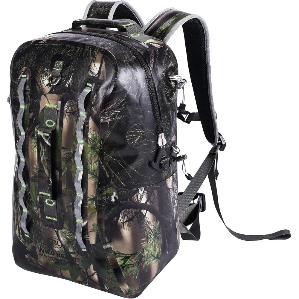 imageWILD HEART Waterproof and Airtight 33L Backpack with Rafting and Tracking Capabilities  Perfect for River AdventuresArmy Green