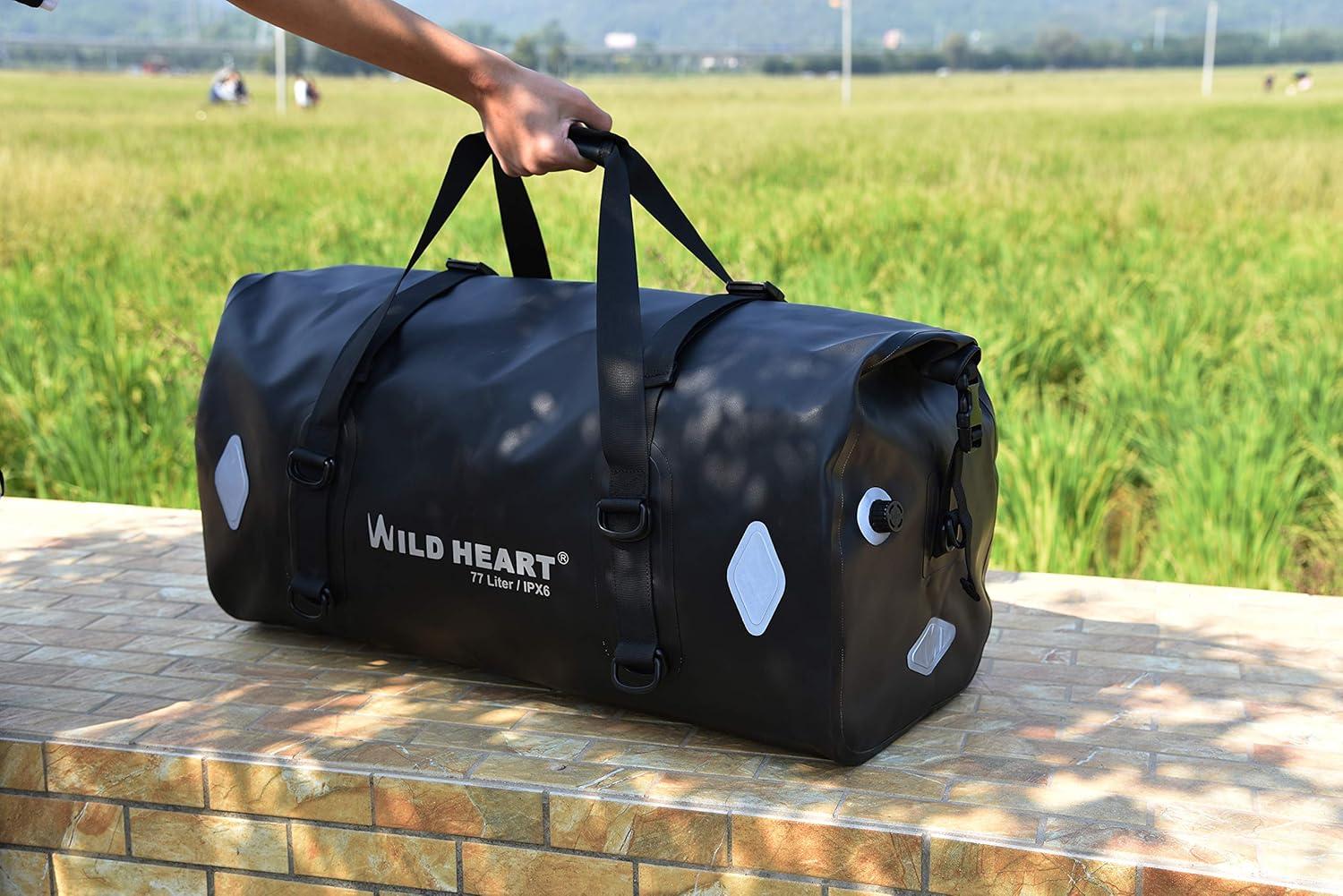 imageWaterproof Bag 55L 66L 77L Motorcycle Dry Duffel Bag for TravelMotorcycling CyclingHikingCamping 77L BlackBlack