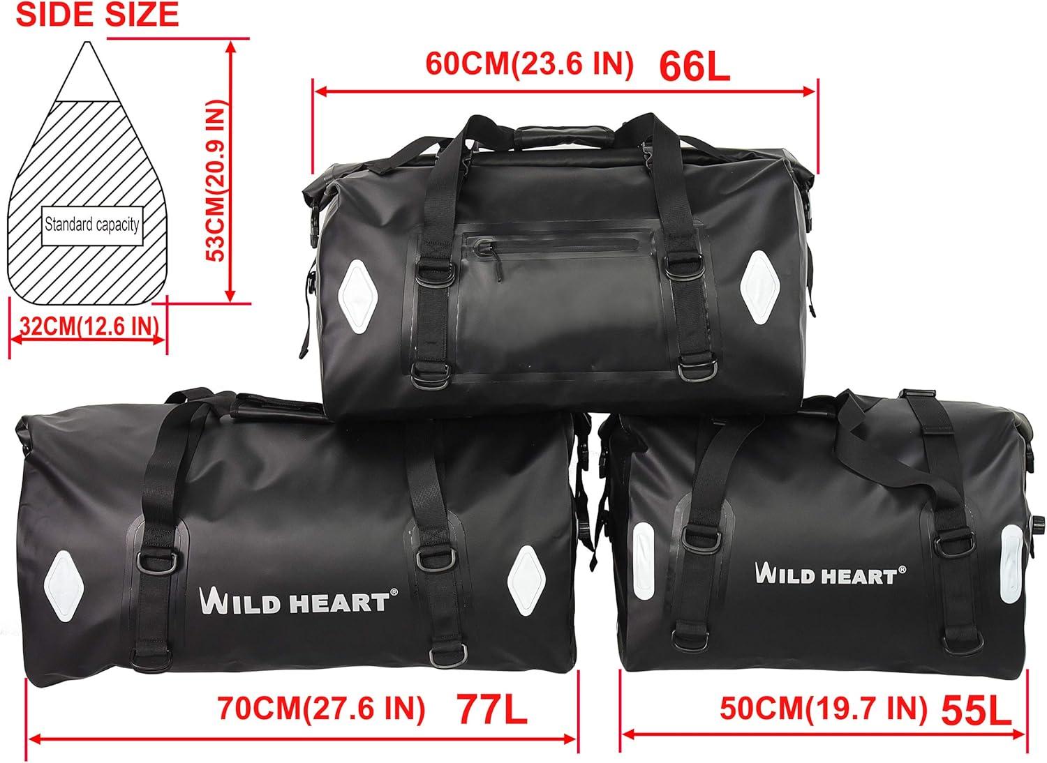 imageWaterproof Bag 55L 66L 77L Motorcycle Dry Duffel Bag for TravelMotorcycling CyclingHikingCamping 77L BlackBlack