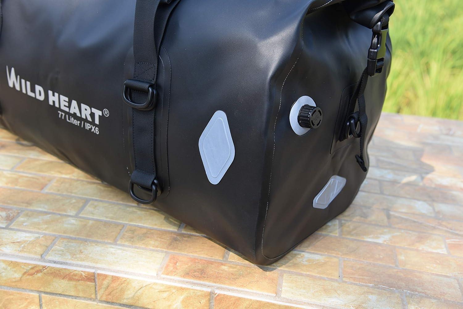 imageWaterproof Bag 55L 66L 77L Motorcycle Dry Duffel Bag for TravelMotorcycling CyclingHikingCamping 77L BlackBlack