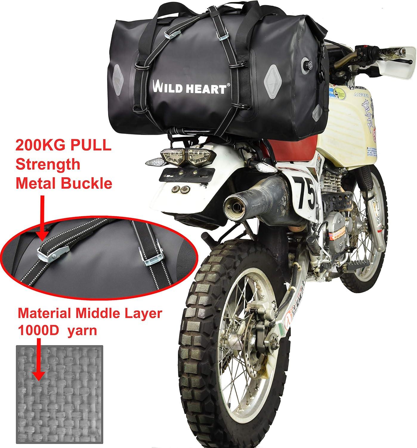 imageWaterproof Bag 55L 66L 77L Motorcycle Dry Duffel Bag for TravelMotorcycling CyclingHikingCamping 77L BlackBlack